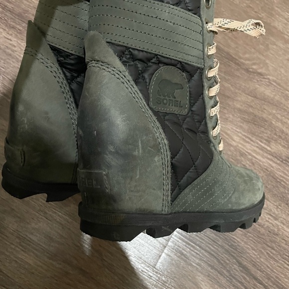 Sorel Lexie Women’s Leather Boots Olive Slate Size 8.5 Waterproof Lace Up - Picture 10 of 13